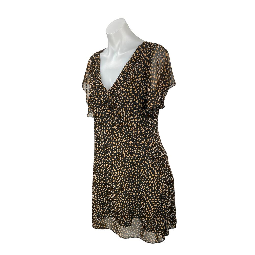 Urban Outfitters Rosalee Women's V Neck Flutter Sleeve Mini Flare A-Line Dress M - Picture 2 of 6